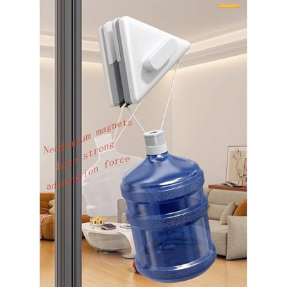 Windshield Magnetic Car Window Cleaner,Magnetic Windshield Cleaner Tool, Double-Sided Window Cleaner Glass Wiper, Triangle Shape, White(Glass 3-10mm)