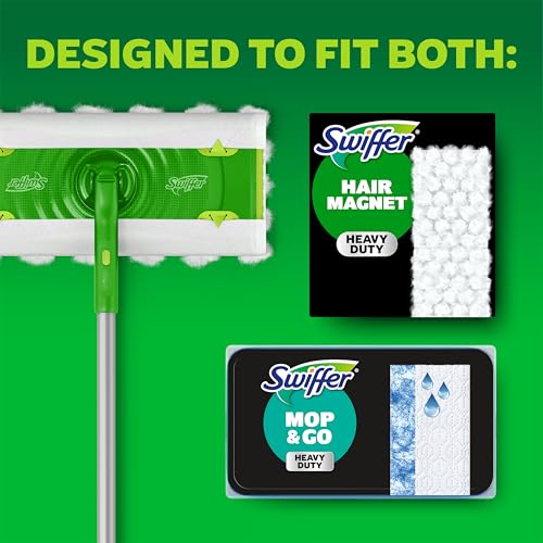 Swiffer Hair Magnet Deluxe Starter Kit with Collapsible Pole, 9 Hair Magnet Dry Cloths, 2 Bonus Mop & Go Wet Cloths - style: Hair Magnet Deluxe