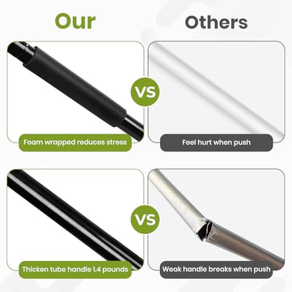 3 PK 24" Push Broom Outdoor, Heavy Duty Broom with 63" Long Handle, Shop Garage Broom with Stiff Bristle for Indoor Outdoor Floor Cleaning, Garden Patio Deck Warehouse Lawn Driveway Scrubbing