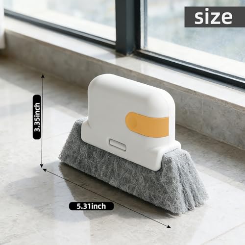Window Track Cleaner Brush 2Pcs- 2In1 Window Sill Track Cleaner Tool, Crevice Cleaning Tool for Sliding Door Blinds Windows (Yellow) - color: Yellow
