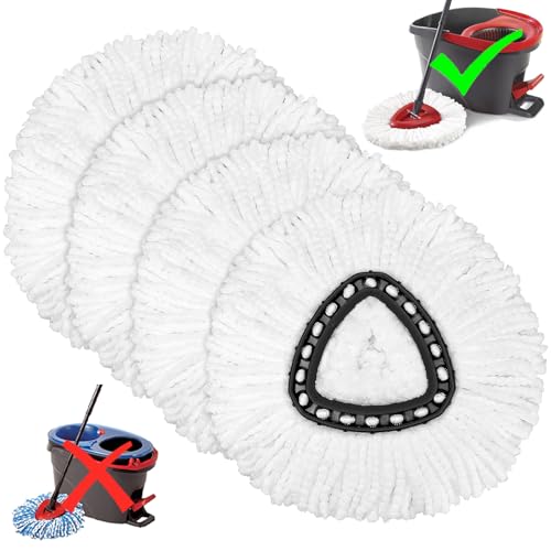 4 Pack Mop Heads Replacements for O-Ceda Easy Wrin Spin System, Microfiber Refills, Easy Cleaning Mop Repalce Head - size: 4 Pack
