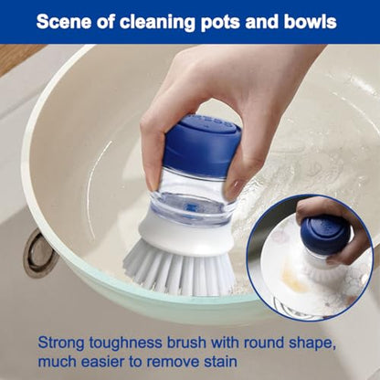 CELOX Soap Dispensing Dish Brush Set with Holder for Dishes