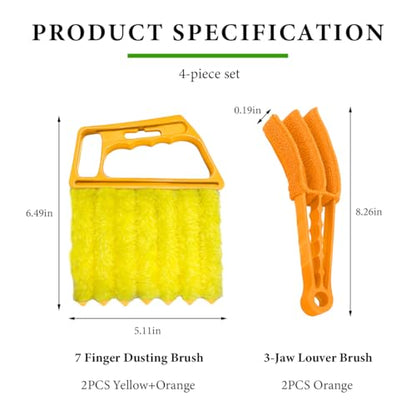 DXNQ 4 PCS Blind Cleaner Duster Tool, Window Venetian Hand-held 7 Finger Dusting Cleaner Brush, Blinds Cleaning Brush Tool for Window Shutters Air Conditioner, Car Accessories - color: 4 Pcs