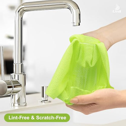 LIVOS Microfiber Cleaning Cloth Roll - 100 Pack, Reusable Paper Towels, Microfiber Towels for Car, Super Absorbent Cleaning Rags for House,Kitchen,Window-Green, 11.5"x11.5"|Lightweight, Quickly Dry - color: Green
