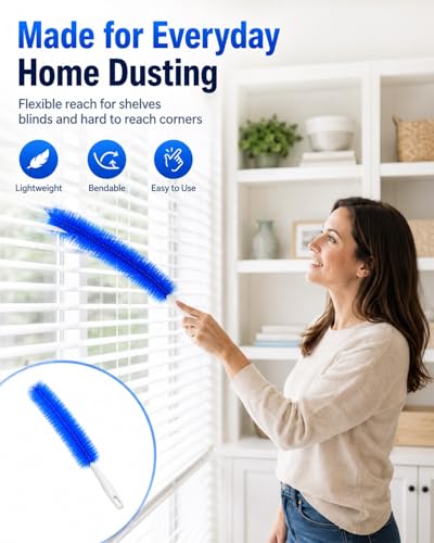 Bendable Microfiber Head, Reusable Dust Remover, High Ceiling Fan Cleaning Brush, Long Damp Duster for Cobweb, Air Conditioner Cleaner, Car Ac Vent Brushes, Blind Washable Dusters Kit Tool(5*Gray) - color: 5*gray