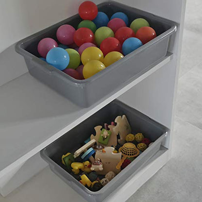 13 L Grey Plastic Tote Box Set of 4, Commercial Bus Box Large Plastic Dish Bin - color: Grey, size: 13 L