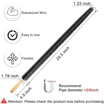 Dryer Vent Cleaner Brush, Flexible Vacuum Dryer Lint Refrigerator Coil Cleaning Brush Lint Trap Cleaning Removal Tool for Trap and Duct, Wood Handle