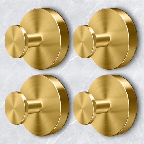 Shower Hooks for Inside Shower,Large Suction Cup Hooks for Glass Window,Removable Towel Hooks for Bathrooms,4 Packs(Gold) - color: Gold, size: 4 Pack