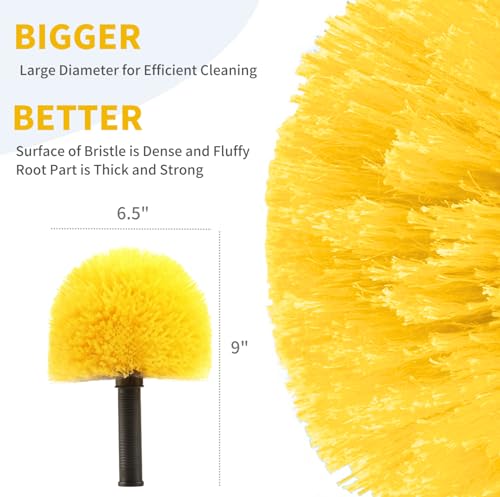 3 Pack Screw on Webster Cobweb Duster Head for Pole,Spider Web Remover Brush, Cobweb Duster Head Attachment,Fits Standard 3/4 inch Threaded Poles (3, Yellow) - color: Yellow