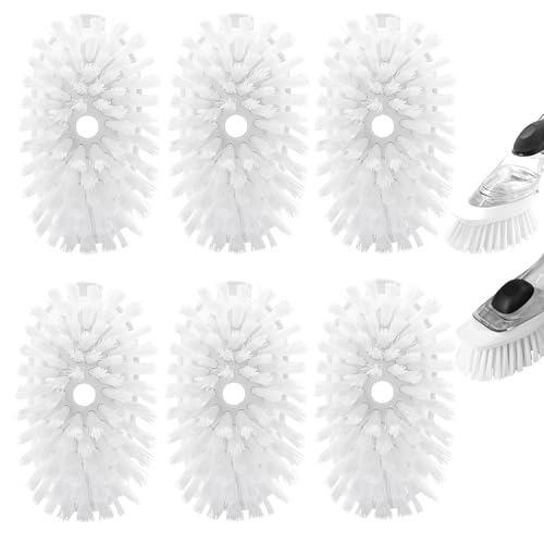 Brush Refills for RIMAY Dish Brush - 6 Pack Dish Brush Cleaning Soap Dispensing Head Replacement for Scrubber (White) - color: White-6pack
