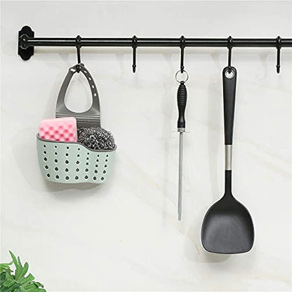Kitchen Sink Caddy Sponge Holder Silicone Plastic Soap Holder Hanging Ajustable Strap Faucet Caddy with Drain Holes（2 Pack) - color: As Pictured-2 Pack