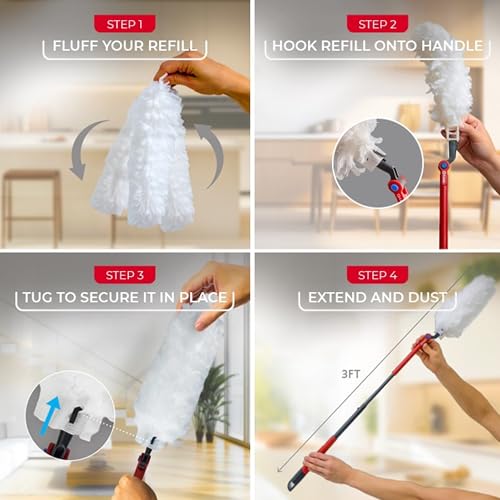 O-Cedar Flex & Catch Heavy Duty Dusting Kit with 15 Disposable Duster Refills | New & Improved Model | Extendable 3 Ft Handle with Stay-On Duster Hook | Traps 3X More Dust Than Feather Dusters - style: Dusting Kit + 15 Refills