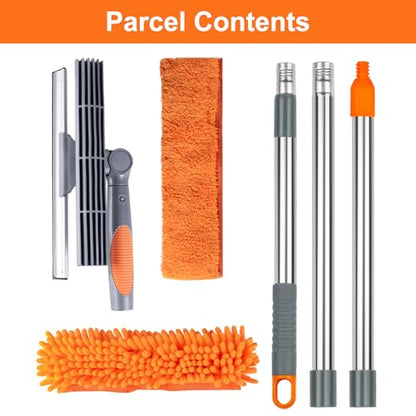 BITOPE 2 in 1 Squeegee for Window Cleaning Tool,Long Handle Window Cleaner Tool with Stainless Steel Extension Pole for Car,Shower, Glass Doors, Outdoor High Window - size: 61 inch