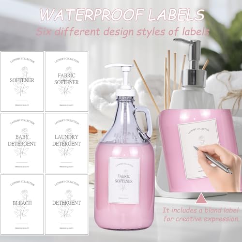 2 Pcs Glass Liquid Laundry Detergent Dispenser, Half Gallon Dispenser for Laundry Room (64 oz. Each), Laundry Detergent Bottles with Pump Dispenser -Includes Labels, Measuring Cups,Wooden Stand - color: White