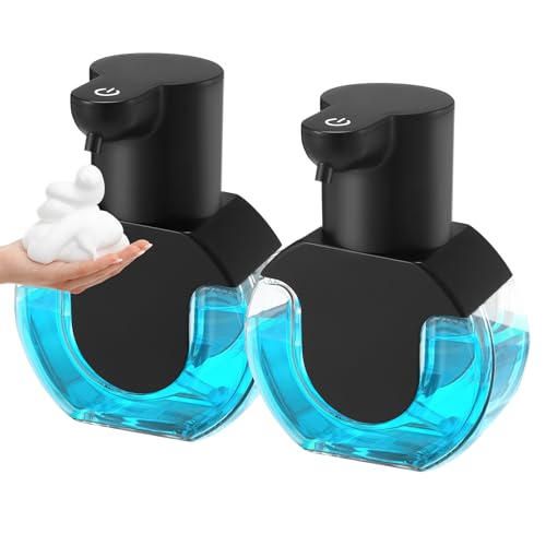 2 Pack Automatic Soap Dispenser,14.2oz/420ML Touchless Automatic Foaming Hand Soap Dispenser,Rechargeabled Wall Mounted Smart Pump for Bathroom Kitchen - color: Black, style: 2 Pack Foam