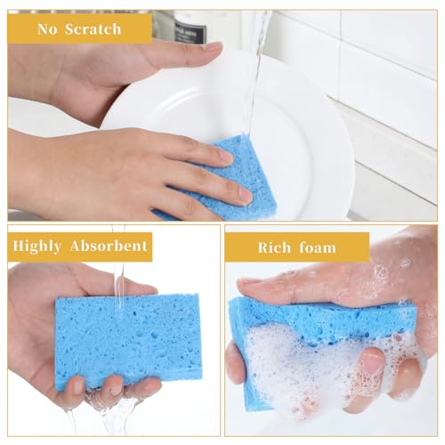 15 PCS Compressed Cellulose Sponges, Dish Sponges Kitchen, Non-Scratch Colorful Sponge Soft Washing Scrubbers for Kitchen Bathroom Car Cleaning Funny Cut-Outs DIY