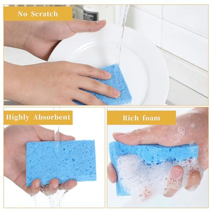 15 PCS Compressed Cellulose Sponges, Dish Sponges Kitchen, Non-Scratch Colorful Sponge Soft Washing Scrubbers for Kitchen Bathroom Car Cleaning Funny Cut-Outs DIY