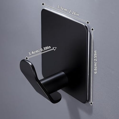DELITON 4 Pack Adhesive Hooks - Towel Hook for Hanging Towels, Clothes and Bags, Matte Black Stainless Steel, Stick on Wall for Bathroom and Kitchen - color: Carbon Black