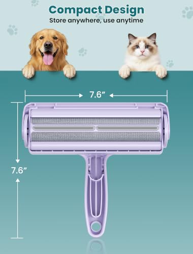 DELOMO Pet Hair Removal Tool, Pet Hair Remover - Lint Roller for Pet Hair - Cat and Dog Hair Remover for Couch, Furniture, Carpet, Car Seat, Reusable Lint Roller with Fur Bin, Pet Owner Essential - color: C: Purple（limited Color）