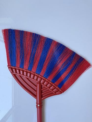 1 Pack Soft Sweeping Brooms /38” House Brooms for Sweeping Indoor& Outdoor Broom Cleaning/Asian Thailand Plastic Broom/Choi Nhua Thai LAN/Choi Nhua Quet Nha (1 pcs) (red&Blue) - color: Red&blue