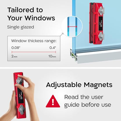 Tyroler Outside Magnetic Window Cleaner Tool | The Glider S-1 AFC Double-Sided Window Cleaner Tool Fits Windows 0.1"-0.4" Thick | Magnet Window Cleaner | Magnetic Glass Cleaner | Limpiador magnetico