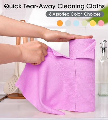 KitchLife Microfiber Cleaning Cloth Roll - Tear-Away Reusable Microfiber Paper Towels, Lint-Free, Washable, 20 Sheets for Kitchen, Car, Dishes, and Sensitive Surfaces (Light Purple) - color: Light Purple