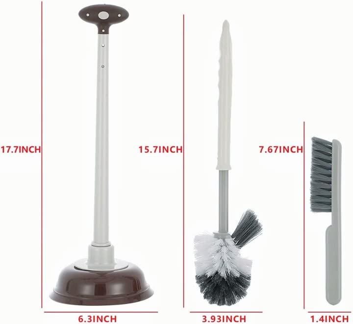 Cq acrylic Toilet Brush and Plunger Set,Grey 3 in 1 Bathroom Scrubber Plunger and Angled Toilet Bowl Brush & Scrubber Combo with Holder and Rim Cleaner for Camper,Rv,Apartment,New Home,Set of 1 - color: Gray