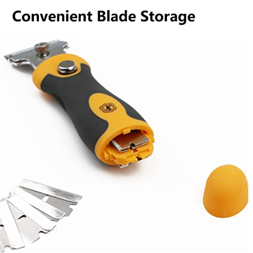 MulWark Razor Blade Scraper | 2 Handles Razor Scraper Set With Extra 12pcs Blades Heavy Duty Paint & Glass Scraper Tool With Extendable Handle for Windows, Oven Cleaning & Surface Prep - style: 2 Handles Razor Blade Set with 10PCS Blades
