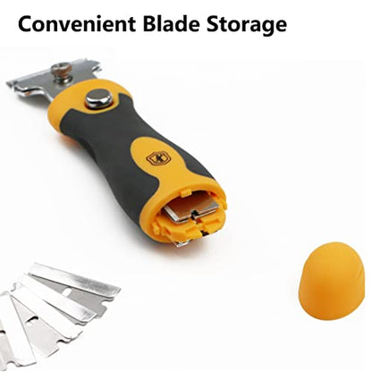 MulWark Razor Blade Scraper | 2 Handles Razor Scraper Set With Extra 12pcs Blades Heavy Duty Paint & Glass Scraper Tool With Extendable Handle for Windows, Oven Cleaning & Surface Prep - style: 2 Handles Razor Blade Set with 10PCS Blades