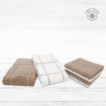 100% Cotton Terry Dish Cloth & Dish Towel, 6 Pack, Super Soft and Absorbent Kitchen Towels, Perfect for Kitchen Cleaning and Dish Washing (TAN (DT and DC Combo)) - color: Tan (Dt and DC Combo)