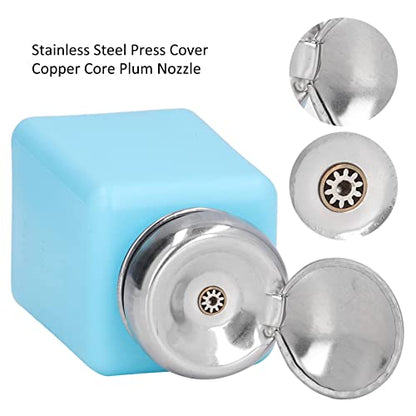 Solvent Dispenser, 200ml Push Down Alcohol Dispenser Pump Bottle ESD Anti Static Square Bottle with Stainless Steel Lid Liquid Pumping Empty Cap for Alcohol Makeup Remover (Blue)