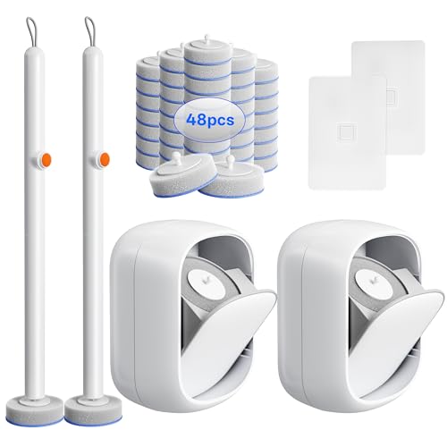 Disposable Toilet Cleaning System - Toilet Wand Kit with 48 High-Performance Refills, Wall Mounted Brush and Holder for Deep Cleaning Bathroom (2 Toilet Brush+48 Refills) - size: 2 Toilet Brush + 48 Refills