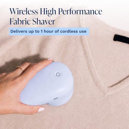 Nori Trim Fabric Shaver - Lint Remover for Clothes & Furniture Couch Pilling - Sweater Pill Remover - Clothes Shaver with 6 Precision Blades - Wireless and Rechargeable - Blue - color: Blue