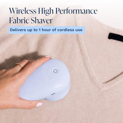 Nori Trim Fabric Shaver - Lint Remover for Clothes & Furniture Couch Pilling - Sweater Pill Remover - Clothes Shaver with 6 Precision Blades - Wireless and Rechargeable - Blue - color: Blue