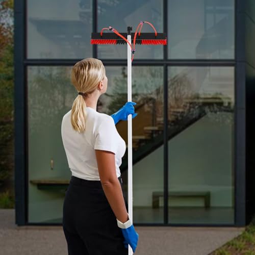 24.3ft Water Fed Pole Kit Solar Panel Cleaning Brush, Adjustable Window Cleaning Poles with 22in Water Fed Cleaning Brush, Solar Panel Cleaning Pole Outdoor Window Washing Equipment - size: 24.3Ft, 22in Brush