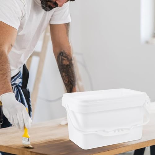 Luxshiny Paint Bucket with Lid 2 Gallon Square Container Large Capacity White Plastic Storage Bucket with Handle Wide Mouth for Easy Pouring Sealed Cover for Home Paint and Chemical Storage