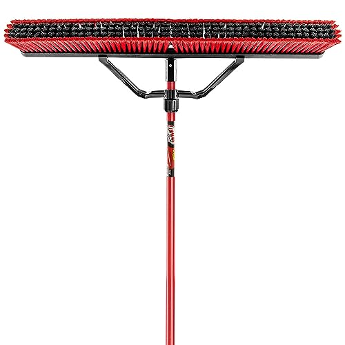 Libman Commercial 1101 Multi-Surface Heavy Duty Push Broom, 65" Length, 36" Width, Black/Red, Stainless Steel, (Pack of 3)