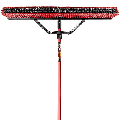 Libman Commercial 1101 Multi-Surface Heavy Duty Push Broom, 65" Length, 36" Width, Black/Red, Stainless Steel, (Pack of 3)
