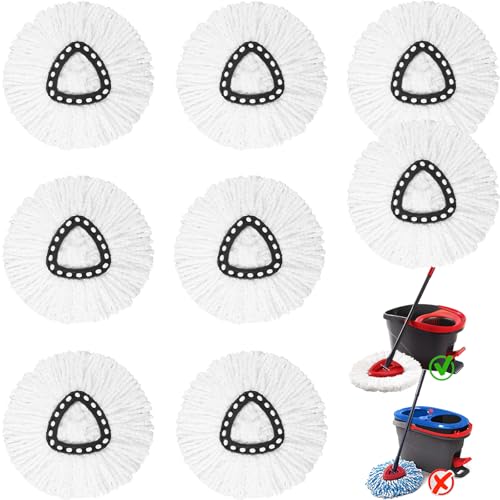 8 Pack Spin Mop Replacement Heads, 100% Microfiber Spin Mop Refill for Easy Wring Compatible with Triangle Spin Mop, 360 Degree Spinning Mop Replace Head for Floor Cleaning - size: 8Pack