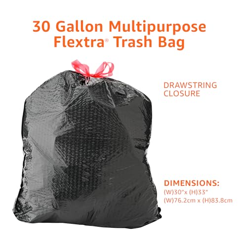 Amazon Basics Flextra Multipurpose Drawstring Trash Bags,30 Gallon,50 Count (Pack of 6) - size: 50 Count (Pack of 6)