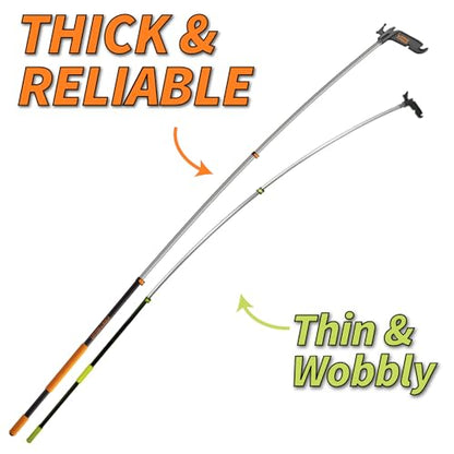 7-30 ft Long Telescopic Extension Pole with Utility Hook and High Reach Dusting Kit // for Christmas Lights Installation, Birdfeeders // Cobweb Brush, Feather Duster & Flexible Ceiling Fan Duster