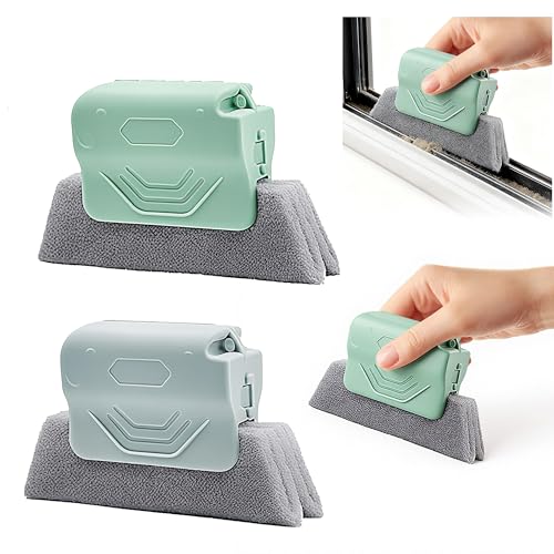 2026 New Magic Window Track Cleaner, Window Groove Cleaning Brush Tools Set, Sliding Door, Sill, Tile Lines, Shutter, Car Vents, Small Spaces Clean (Gray+Green) - color: Gray+green