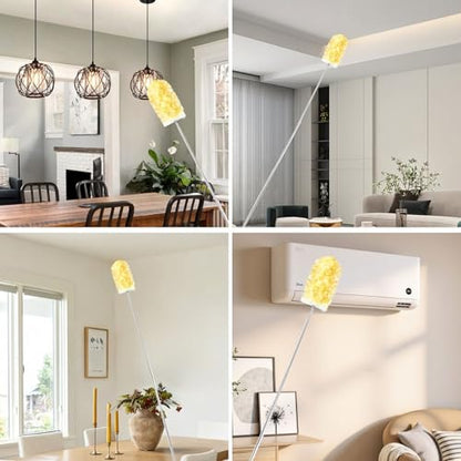 Duster Refills,Static Dust Removal Brush Disposable Replacement Head Compatible with Swiffer,Duster Refills for Electronics, Furniture, Blinds, Ceiling Fans (Yellow, 30 Refills+1 Extension Pole) - color: Yellow, size: 30 Refills+1 Extension Pole