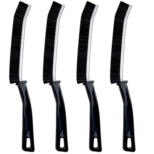 Hard Bristle Crevice Cleaning Brush.Multi-Purpose New Cleaning Brush Tool, Black Bristles with Ergonomic Grip Bathroom Gap Brush, Home, Kitchen, Bathroom, Faucets, Toilet,Window, Vehicle, (4)