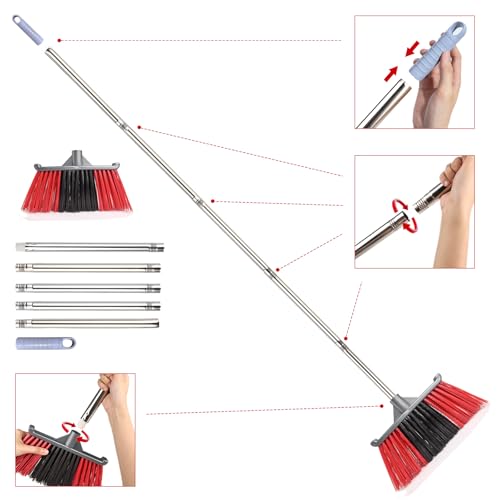 Outdoor Broom, Outside Heavy Duty Brooms for Sweeping Outdoor, Floor Broom is Applied for Courtyard,Garage,etc.（62 inch）