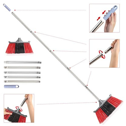 Outdoor Broom, Outside Heavy Duty Brooms for Sweeping Outdoor, Floor Broom is Applied for Courtyard,Garage,etc.（62 inch）