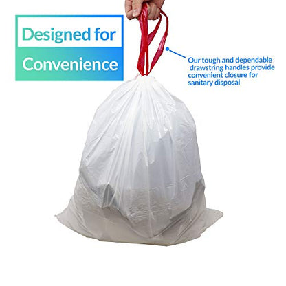 Reli. 2-4 Gallon Trash Bags Drawstring | 250 Count | 18"x 20" | Small Garbage Bags 4 Gallon - Drawstring Handles | White Trash Can Liners 2 Gal - 3Gal - 4Gal | Small Bin Liners, Office - size: 250 Count (Pack of 1)