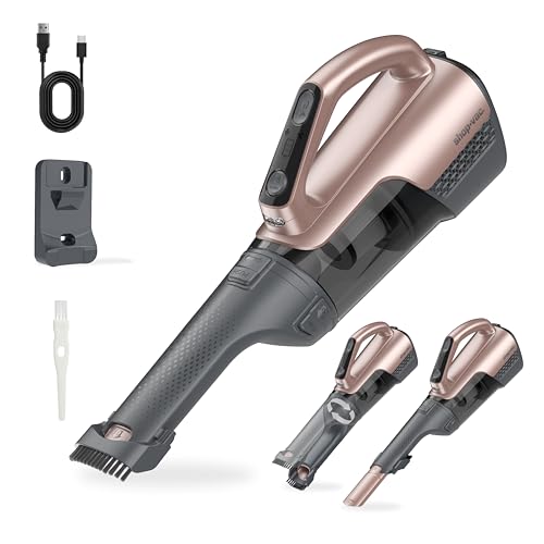 Shop-Vac S2 12V Handheld Vacuum Cordless, Rotatable Nozzle, Dual-Speed Powerful Portable Car Vacuum Rechargeable, Wall-Mounted Lightweight Hand Vacuum for Home & Car, LED, HEPA Filter, Champagne Gold - color: Champagne Gold