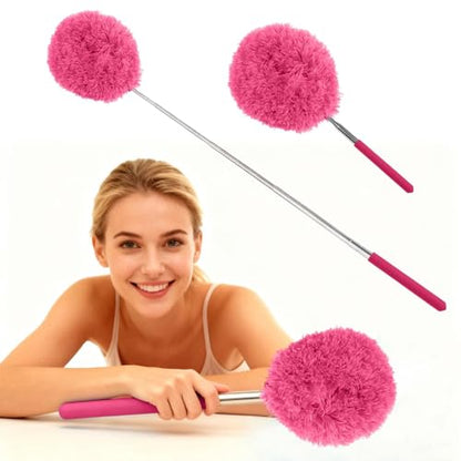 Extendable Microfiber Duster, Telescoping Dusting Brush for Home and Car Cleaning, Adjustable Length, Soft and Flexible - color: Round Rose Red