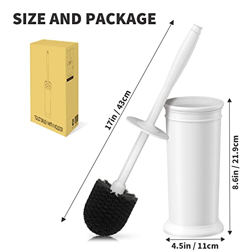 Toilet Brush, Toilet Bowl Brush with Extra Long Handle Durable Bristles Toilet Scrubber and Covered Holder for Toilet Brush Set for Bathroom Cleaning (White, 1 Set) - color: White